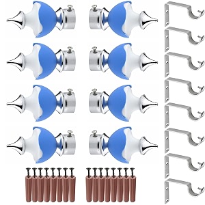 grivan stainless steel amp abs curtain bracket parda holder with support 1 inch rod pocket finials designer door and window support fittings curtain holder pair of 4 blue