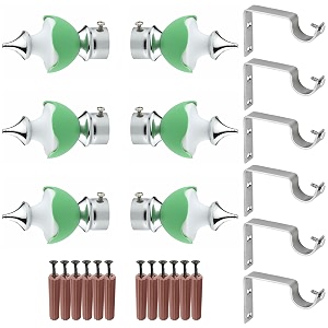 grivan stainless steel amp abs curtain bracket parda holder with support 1 inch rod pocket finials designer door and window rod support fittings curtain rod holder pair of 3  green 