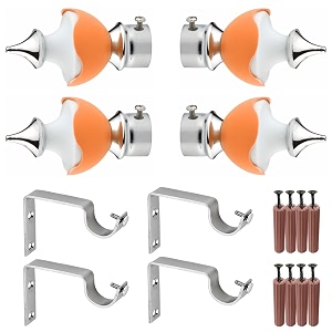 grivan stainless steel amp abs curtain bracket parda holder with support 1 inch rod pocket finials designer door and window support fittings curtain holder pair of 2 orange