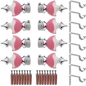 grivan stainless steel amp abs curtain bracket parda holder with support 1 inch rod pocket finials designer door and window rod support fittings curtain rod holder pair of 4  pink 