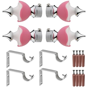 grivan stainless steel amp abs curtain bracket parda holder with support 1 inch rod pocket finials designer door and window support fittings curtain holder pair of 2 pink