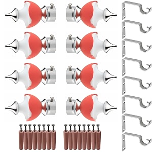 grivan stainless steel amp abs curtain bracket parda holder with support 1 inch rod pocket finials designer door and window rod support fittings curtain rod holder pair of 4 red 