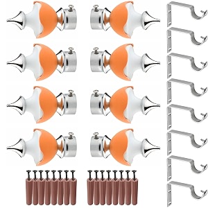 grivan stainless steel amp abs curtain bracket parda holder with support 1 inch rod pocket finials designer door and window support fittings curtain holder pair of 4 orange