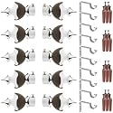 GRIVAN Stainless Steel &amp; ABS Curtain Bracket Parda Holder with Support 1 Inch Rod Pocket Finials Designer Door and Window Rod Support Fittings, Curtain Rod Holder (Pair of 5 , Dark Brown )