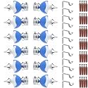 GRIVAN Stainless Steel &amp; ABS Curtain Bracket Parda Holder With Support 1 Inch Rod Pocket Finials Designer Door and Window Support Fittings, Curtain Holder (Pair of 6, Blue)