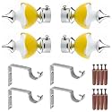 GRIVAN Stainless Steel &amp; ABS Curtain Bracket Parda Holder With Support 1 Inch Rod Pocket Finials Designer Door and Window Support Fittings, Curtain Holder (Pair of 2, Yellow)