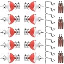GRIVAN Stainless Steel &amp; ABS Curtain Bracket Parda Holder With Support 1 Inch Rod Pocket Finials Designer Door and Window Support Fittings, Curtain Holder (Pair of 5, Red)