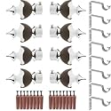 GRIVAN Stainless Steel &amp; ABS Curtain Bracket Parda Holder With Support 1 Inch Rod Pocket Finials Designer Door and Window Support Fittings, Curtain Holder (Pair of 4, Dark Brown)