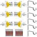 GRIVAN Stainless Steel &amp; ABS Curtain Bracket Parda Holder With Support 1 Inch Rod Pocket Finials Designer Door and Window Support Fittings, Curtain Holder (Pair of 3, Yellow)