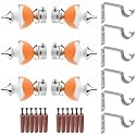 GRIVAN Stainless Steel &amp; ABS Curtain Bracket Parda Holder With Support 1 Inch Rod Pocket Finials Designer Door and Window Support Fittings, Curtain Holder (Pair of 3, Orange)