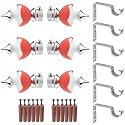 GRIVAN Stainless Steel &amp; ABS Curtain Bracket Parda Holder With Support 1 Inch Rod Pocket Finials Designer Door and Window Support Fittings, Curtain Holder (Pair of 3, Red)