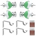 GRIVAN Stainless Steel &amp; ABS Curtain Bracket Parda Holder with Support 1 Inch Rod Pocket Finials Designer Door and Window Rod Support Fittings, Curtain Rod Holder (Pair of 2 , Green )