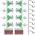 GRIVAN Stainless Steel &amp; ABS Curtain Bracket Parda Holder with Support 1 Inch Rod Pocket Finials Designer Door and Window Rod Support Fittings, Curtain Rod Holder (Pair of 4 , Green )