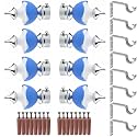 GRIVAN Stainless Steel &amp; ABS Curtain Bracket Parda Holder With Support 1 Inch Rod Pocket Finials Designer Door and Window Support Fittings, Curtain Holder (Pair of 4, Blue)