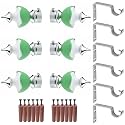 GRIVAN Stainless Steel &amp; ABS Curtain Bracket Parda Holder with Support 1 Inch Rod Pocket Finials Designer Door and Window Rod Support Fittings, Curtain Rod Holder (Pair of 3 , Green )