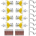 GRIVAN Stainless Steel &amp; ABS Curtain Bracket Parda Holder With Support 1 Inch Rod Pocket Finials Designer Door and Window Support Fittings, Curtain Holder (Pair of 4, Yellow)