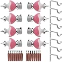 GRIVAN Stainless Steel &amp; ABS Curtain Bracket Parda Holder with Support 1 Inch Rod Pocket Finials Designer Door and Window Rod Support Fittings, Curtain Rod Holder (Pair of 4 , Pink )