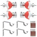 GRIVAN Stainless Steel &amp; ABS Curtain Bracket Parda Holder With Support 1 Inch Rod Pocket Finials Designer Door and Window Support Fittings, Curtain Holder (Pair of 2, Red)