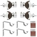 GRIVAN Stainless Steel &amp; ABS Curtain Bracket Parda Holder with Support 1 Inch Rod Pocket Finials Designer Door and Window Rod Support Fittings, Curtain Rod Holder (Pair of 2 , Dark Brown )