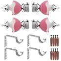 GRIVAN Stainless Steel &amp; ABS Curtain Bracket Parda Holder With Support 1 Inch Rod Pocket Finials Designer Door and Window Support Fittings, Curtain Holder (Pair of 2, Pink)