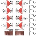 GRIVAN Stainless Steel &amp; ABS Curtain Bracket Parda Holder with Support 1 Inch Rod Pocket Finials Designer Door and Window Rod Support Fittings, Curtain Rod Holder (Pair of 4, RED )