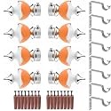 GRIVAN Stainless Steel &amp; ABS Curtain Bracket Parda Holder With Support 1 Inch Rod Pocket Finials Designer Door and Window Support Fittings, Curtain Holder (Pair of 4, Orange)