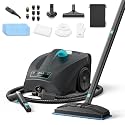 Steam Cleaner: 40s Fast Heating-0.66Gal (2.5L) Large Tank-21 PCS Kit-No Cooling-Refill Anytime-Detachable Hose Steamer Mop for Home Grout Tile Shower Floor Cleaning Black