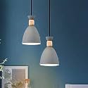 Groeien Pack of 2 Modern Pendant Nordic Wooden Indoor Lighting Hanging Fixture Lights Minimalist Lamp Dining Room Pendant Lamps Indoor Decoration Home (2, Black)
