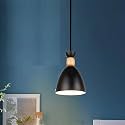 Groeien Modern Pendant Nordic Wooden Indoor Lighting Hanging Fixture Lights Minimalist Lamp Dining Room Pendant Lamps Indoor Decoration Home (1, Black)