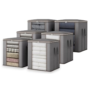 extra large clothes storage organizer with reinforced handle transparent blanket storage bag saree baglehngawinter clothes pillow storage and wardrobe organizing grey pack of 6