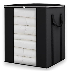 extra large clothes storage organizer with reinforced handle transparent blanket storage bag saree baglehngawinter clothes pillow storage and wardrobe organizing black pack of 1
