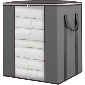 extra large clothes storage organizer with reinforced handle transparent blanket storage bag saree baglehngawinter clothes pillow storage and wardrobe organizing grey pack of 1