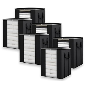 extra large clothes storage organizer with reinforced handle transparent blanket storage bag saree baglehngawinter clothes pillow storage and wardrobe organizing black pack of 6