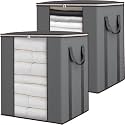 Extra Large Clothes Storage Organizer with Reinforced Handle transparent blanket storage bag saree bag/lehnga/winter clothes, pillow storage and wardrobe organizing (Grey, PACK OF 2)