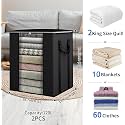 Extra Large Clothes Storage Organizer with Reinforced Handle transparent blanket storage bag saree bag/lehnga/winter clothes, pillow storage and wardrobe organizing (Black, PACK OF 4)