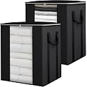 Extra Large Clothes Storage Organizer with Reinforced Handle transparent blanket storage bag saree bag/lehnga/winter clothes, pillow storage and wardrobe organizing (Black, PACK OF 2)