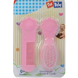 grooming comb amp brush set for babiesinfantstoddlersnewborns-pink
