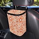Groovy Orange Sunflower 70S 80S Abstract Print Car Accessories Trash Can for Women Auto Interior Decorations Multipurpose Garbage Can with Lid and Zipper Portable Trash Bin Organizer