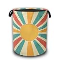Groovy Retro Sun Laundry Baskets,Laundry Hamper,Storage Basket with Handles for Bathroom Bedroom College Dormitory Living Room Nursery Organizer 16"x20.8"