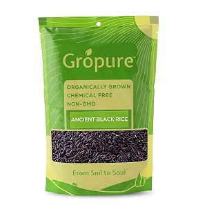 gropure organic from soil to soul - black rice - 900g i hand pounded i unpolished rice which has rich fibre making it more nutritious