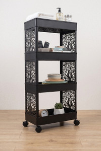 GROTHEORY 4-Shelf Eco-Friendly Durable Plastic Trolley Stand