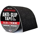 Grounded Stair Treads Non Slip Grip Tape, Black, 6" x 32 ft, 80 Grit - Indoor & Outdoor Anti Slip Tape for Shower, Waterproof Non Skid Traction Tape for Stair Treads for Wooden Steps