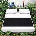 Grounding Mat for Bed, Premium PU Leather Anti-Slip Earthing Mat with Grounding Cord, Conductive Grounding Pad Helps Improve Sleep Quality and Relieve Stress, Black, King Size