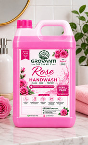 grovanti organic handwash liquid  kill 999 germs  handwash  long-lasting fragrance  rose hand wash can