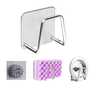 grovent 1 pcs sink- stainless steel sponge holder kitchen sponge holder for sink dish sponge holder for kitchen sink soap sponge holder - sponge caddy for kitchen sink sponge holder sponge silver
