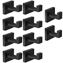GROVENT® 10 pcs Bath Towel Hook,Matte Black Robe Hook for Bathroom Wall Mounted Heavy Duty Hook 304 Stainless Steel Robe Hooks for Bathroom Kitchen (MATT Black)