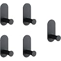 GROVENT® 10 pcs Self-Adhesive Hooks: Heavy-Duty Waterproof Stainless Steel for Drilling-Free Wall Mounting - Ideal for Strong Coat, Kitchen, and Bathroom Towel Hanging (Rectangle Black)