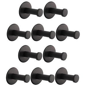 grovent 10 pcs self-adhesive stainless steel hooks heavy-duty wall hangings waterproof amp drill-free - strong towel coat and kitchen hooks for bathroom and kitchen