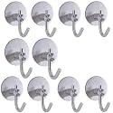 GROVENT® 10 Pcs Self-Adhesive Stainless Steel Hooks: Heavy-Duty Wall Hanging Solution for Bathroom &amp; Kitchen - Waterproof, Drill-Free, Strong Coat/Towel Wall Hooks (Large J Round Silver)