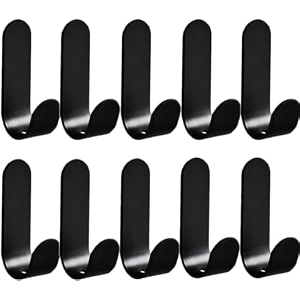 grovent 10 pcs self-adhesive waterproof stainless steel hooks heavy-duty wall hangers for bathroom amp kitchen - no drill needed strong hold for coats and towels l- black